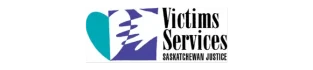 Victims Services Saskatchewan Justice logo with overlapping blue and purple hands forming a heart shape on the left and bold black text on the right. STG-Health